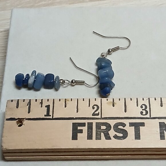 Fashion Hand Crafted Silver Tone with Blue Stone Earrings Costume Jewelry #81 - Picture 2 of 11